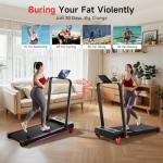 RHYTHM FUN Treadmill with Incline, Walking Pad Treadmill with Handle Bar, 300lbs Foldable Treadmill Incline with APP, Portable Folding Treadmills for Home/Office with Low Noise