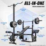 Goimu Z3 Olympic Weight Bench Set with Leg Extension and Leg Curl, 9 in 1 Workout Bench Set with Preacher Curl Pad and LAT Pulldown, Multi-Function Strength Training Bench Press Set for Home Gym