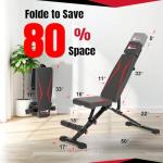 Fitness Reality Adjustable Weight Bench with Adjustable Headrest, 800LBS Workout Bench Foldable for Home Gym, 90° to -30° FID Bench Press