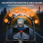 Exercise Bike, Wenoker Stationary Bike for Home, App Supported Indoor Bike with Silent Belt Drive, Heavy Flywheel, Multi-grips Handlebar and Upgraded Digital Display Black Orange Friction-App