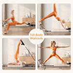 SogesPower Pilates Reformer Machine for Home Gym Workout, Foldable Pilates Equipment with High Strength Elastic Cords&Springs, Up to 400lbs Weight Capacity,Beige 79"