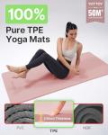 YOTTOY Yoga Mat，Extra Thick Yoga Mat (1/2inch),Professional TPE Exercise Mat,Non-Slip Workout Mat for Yoga, Pilates, Fitness, Barefoot Workouts, Home Gym Studio with Strap