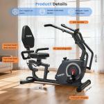 Recumbent Exercise Bike, Recumbent Stationary Bike for Home, Recumbent Bike with 400LB Weight Capacity Whisper-Quiet 16 Levels Magnetic Resistance Heart Rate and Multi-Function LCD Comfortable Seat