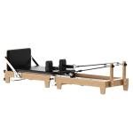 Wooden Foldable Pilates Reformer Machine, Quick-Assembly Studio Grade Pilates Reformer for Home and Gym, Pilates Equipment with Adjustable Resistance, Jump Board and Accessories