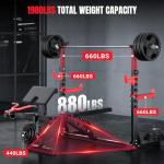 Yoleo 1980LBS 10-in-1 Weight Bench with Rack - Bench Press Set, Leg Extension, Preacher Curl & Flat/Incline/Decline Full Body Workout Bench, Adjustable Olympic Weight Benches for Home Gym(47.44IN WIDE GRIP)