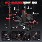 Yoleo 1980LBS 10-in-1 Weight Bench with Rack - Bench Press Set, Leg Extension, Preacher Curl & Flat/Incline/Decline Full Body Workout Bench, Adjustable Olympic Weight Benches for Home Gym(47.44IN WIDE GRIP)
