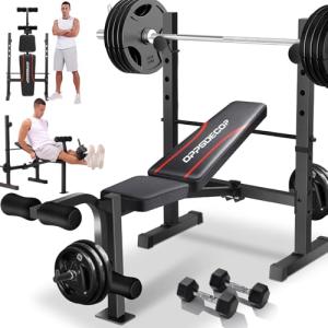 Adjustable Weight Bench Set with Squat Rack