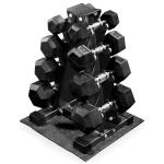 BalanceFrom Rubber Coated Hex Dumbbell Set with A-Frame Rack, Black – Solid Cast Iron Home Gym Weights with Chrome Handles for Full-Body Strength Training and Muscle Toning