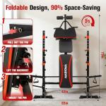 MAIDOMA Foldable 1500LBS 6 IN 1 Olympic Weight Bench Set with Squat Rack, Leg Extension/Curl & Preacher Curl, Adjustable Bench Press Set with Safety Bar Catches for Home Gym Full Body Workout