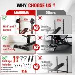 MAIDOMA Foldable 1500LBS 6 IN 1 Olympic Weight Bench Set with Squat Rack, Leg Extension/Curl & Preacher Curl, Adjustable Bench Press Set with Safety Bar Catches for Home Gym Full Body Workout