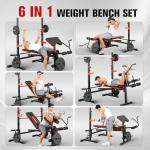 MAIDOMA Foldable 1500LBS 6 IN 1 Olympic Weight Bench Set with Squat Rack, Leg Extension/Curl & Preacher Curl, Adjustable Bench Press Set with Safety Bar Catches for Home Gym Full Body Workout