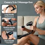 Cooary 3-in-1 Detachable Percussion Massage Gun - with Upgraded Extension Handle, Back Massager for Pain Relief Deep Tissue, Muscles/Neck/Shoulders/Waist/Legs Massager with 4 Replaceable Massage Heads