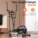 TANTISY Elliptical Machine for Apartments and Homes 8 Levels of Magnetic Resistance for a Whisper-Quiet Workout. Includes Pulse Rate sensors,15.5-inch Stride, and Supports Users up to 400 pounds