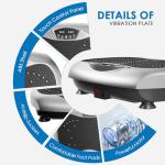 Natini Vibration Plate Exercise Machine - Whole Body Workout Vibration Platform Lymphatic Drainage Machine for Weight Loss Home Fitness W/Pilates Bar Resistance Bands Remote - Silver