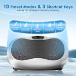 Natini Vibration Plate Exercise Machine - Whole Body Workout Vibration Platform Lymphatic Drainage Machine for Weight Loss Home Fitness W/Pilates Bar Resistance Bands Remote - Silver