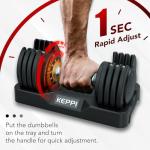 Keppi 25lb Adjustable Dumbbell Set for Workouts