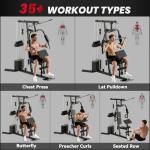 Soozier Multifunction Home Gym System with 100Lbs Weights