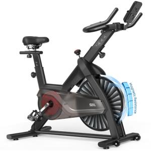 Magnetic Exercise Bike for Home, Heavy-Duty Stationary Bike with 380 lbs Weight Capacity & Extended Frame for Tall Riders up to 6'5", Quiet Magnetic Resistance Indoor Cycling Spin Bike for Home Gym Cardio