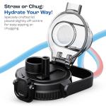 AQUAFIT 64 oz Water Bottle with Time Marker - 2in1 Straw & Chug Lid - BPA Free Big Water Bottle with Straw - Gym Water Bottle with Strap - Water Jug (64 Ounces, Gray)