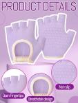 Fourluoo 4 Pairs Pilates Gloves with Grips for Women Non Slip Cotton Fingerless Silicone Yoga Gloves for Gym Exercise Workout Weight Training Mitten Fits Most Women Men