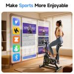 YPOO Exercise Bike, Magnetic Stationary Bikes for Home with Exclusive App, 300lbs Weight Capacity Indoor Cycling Bike Silent Belt Drive with Tablet Mount and Fitness Courses for Weight Loss