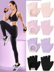 Fourluoo 4 Pairs Pilates Gloves with Grips for Women Non Slip Cotton Fingerless Silicone Yoga Gloves for Gym Exercise Workout Weight Training Mitten Fits Most Women Men