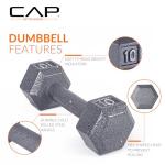 CAP Barbell Cast Iron Hex Dumbbell, Single, 25 lb