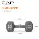 CAP Barbell Cast Iron Hex Dumbbell, Single, 25 lb