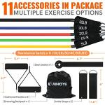 Aihoye Resistance Band Set: 105LB (5-35LB) Workout Bands with Handles & Accessories - Eco Friendly Latex - For Exercise, Yoga, Pilates & More
