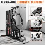 GOIMU Home Gym, M1 Workout Station with 140LBS Weight Stack, Multifunctional Home Gym Equipment with Pulley System & Adjustable Seat for Full Body Strength Training (M1 PRO)