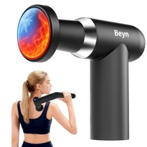 Beyn Hot and Cold Fascia Gun - Detachable Extended Handle Massage Gun,Deep Tissue Massage Gun, Used for Relieving Pain in The Back/Muscles of The Neck/Body, with 6 Massage Heads, LCD Display.