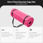 BalanceFrom All-Purpose 1-Inch Extra Thick High Density Anti-Tear Exercise Yoga Mat with Carrying Strap (Pink)