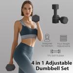 Adjustable Dumbbell Set of 2, Adjustable Dumbbells 5lb with TPU Soft Rubber Handle for Home Gym Exercise Training, Hand Weights for Women at Home (Black)