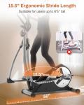 ECHANFIT Elliptical Exercise Machine, Hyper-Quiet Magnetic Elliptical Machine for Home, Elliptical Training Machines with 16 Resistance Levels, App Bluetooth, Backlit LCD Monitor, Pulse Sensor