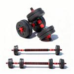 OLIXIS Adjustable Dumbbell 4 IN 1 Set, Changeable Dumbbells, Barbell, Kettlebells and Push Up Stand, Multi-Functional Exercise and Fitness for Home Gym, 20lbs, Black and Red