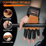 SueStar Heavy Duty Cowhide Padded Weight Lifting Gloves with Wrist Support, Full Palm Protection & Silicone Grips for Weightlifting, Deadlifts, Exercise, Black, Medium