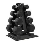 Fitvids 100 LB Rubber Coated Hex Dumbbell Set with Storage Rack, 5-25LB Hand Weight Set with Anti-Slip Grip for Home Gym