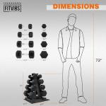 Fitvids 100 LB Rubber Coated Hex Dumbbell Set with Storage Rack, 5-25LB Hand Weight Set with Anti-Slip Grip for Home Gym