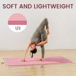 Fitvids 1/2-Inch Thick High Density Foam Exercise Yoga Mat with Carrying Strap, For Cushioning The Body Against Hard Floors, Pale Pink