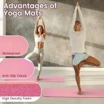 Fitvids 1/2-Inch Thick High Density Foam Exercise Yoga Mat with Carrying Strap, For Cushioning The Body Against Hard Floors, Pale Pink