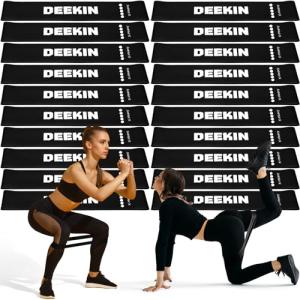 Deekin 20 Pcs Resistance Bands Resistance Loop Exercise Bands Exercise Equipment Elastic Drap Ring for Women and Men Home Fitness, Gym, Yoga(40-50 Lbs,Black)