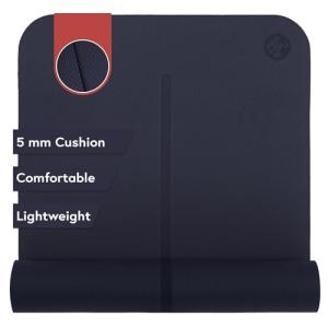 Manduka Begin Yoga Mat 68" - 5mm Cushioning | Comfortable, Lightweight & Reversible with Alignment Stripe | Budget-Friendly | 68 x 24 inches | Midnight