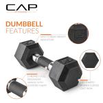 CAP Barbell 150lb Comfort Grip Rubber Hex Dumbbell Set with Vertical Blue Rack
