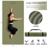 Yoga Mat Thick(10mm) Exercise Mat Non Slip Anti-tear,72"x35" Extra Large Pilates Mats for Home Workouts, Gym & Floor Stretching with Carrier Strap (Dark green + Black)