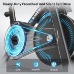 Exercise Bike, Wenoker Magnetic Stationary Bike for Home App Sync Indoor Bike with Adjustable Seat and Handlebar, Transport Wheels and Fitness Courses for Weight Loss