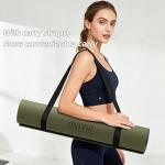 Yoga Mat Thick(10mm) Exercise Mat Non Slip Anti-tear,72"x35" Extra Large Pilates Mats for Home Workouts, Gym & Floor Stretching with Carrier Strap (Dark green + Black)