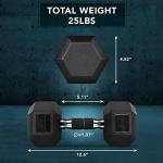 Yes4All Hex Dumbbell Rubber Grip - Premium heavy weight Dumbbell - 25lbs