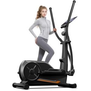 UMAY Elliptical Machine, Elliptical Exercise Machine for Home with Hyper-Quiet Magnetic Driving System, Compact Elliptical with 12IN Stride & LCD Monitor, 350LBS Weight Capacity