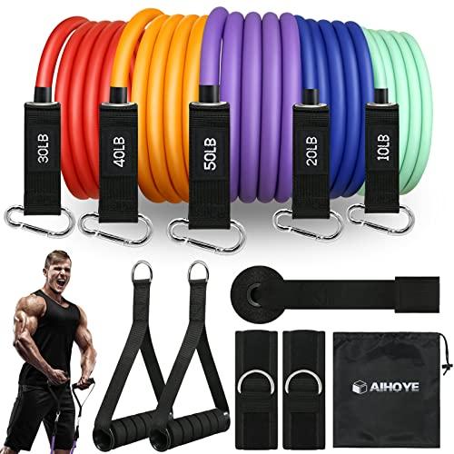 Heavy Resistance Bands Set for Working Out - Exercise Bands With Door Anchor and Handles - Stretch Bands for Fitness, Workout, Ligas Para Hacer Ejercicio