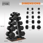 Fitvids Barbell Coated Hex Dumbbell Weight Set with Storage Rack â€“ Dumbbell + A-Rack: 150LB (5-25lbs Pairs) â€“ Black